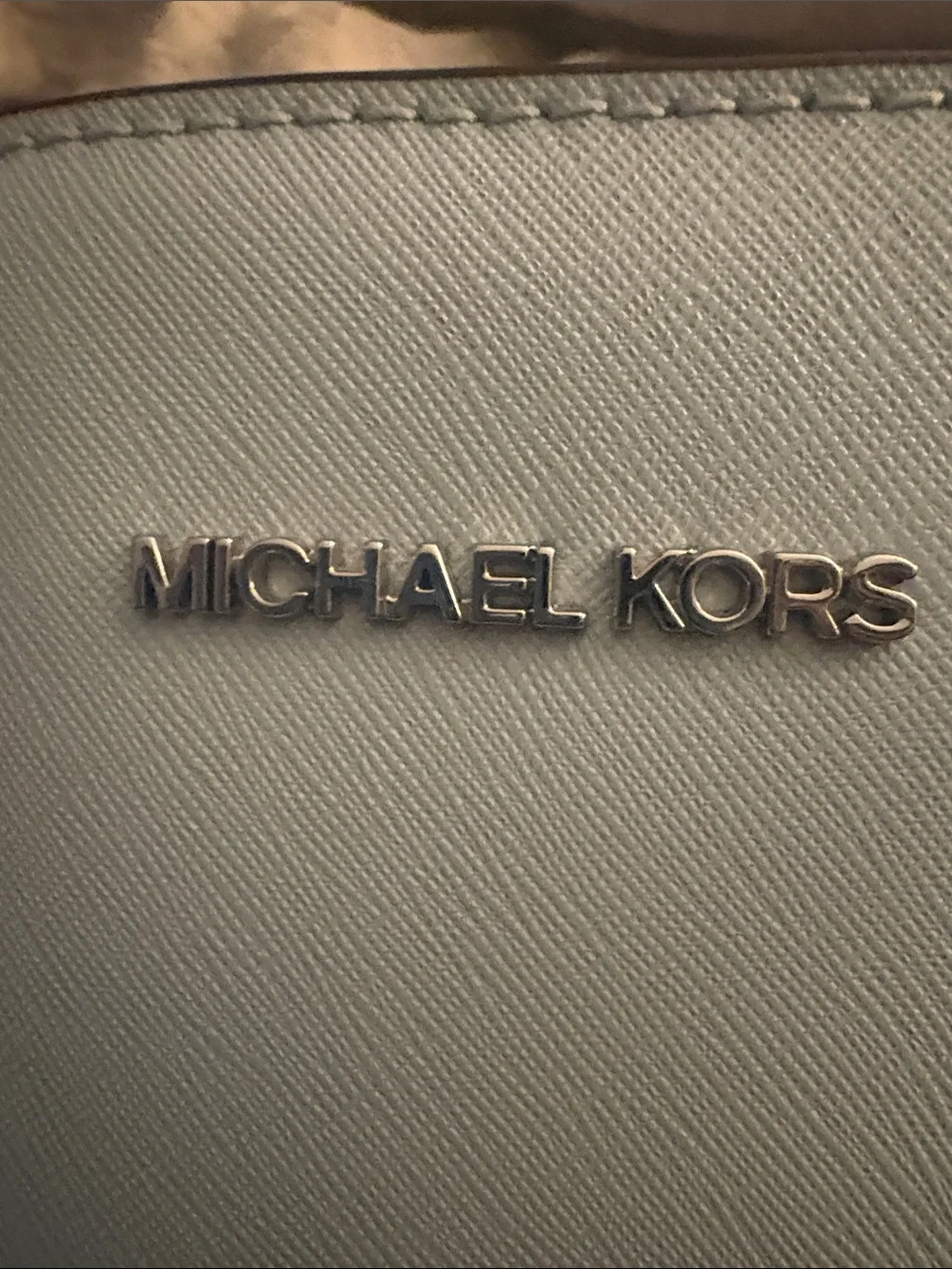 NWT Michael Kors Light Blue Saffiano Leather Tote with MK Charm